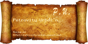 Petrovity Urbán névjegykártya